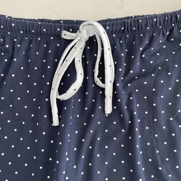 FN by Flora Nikrooz 2 pce Lounging Robe & Pants Polka Dot Print Navy White Sz L - Picture 10 of 15